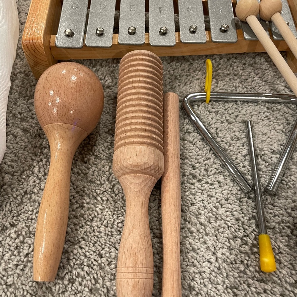 Wooden Musical Instrument Set with Bag for Kids - Picture 3 of 7
